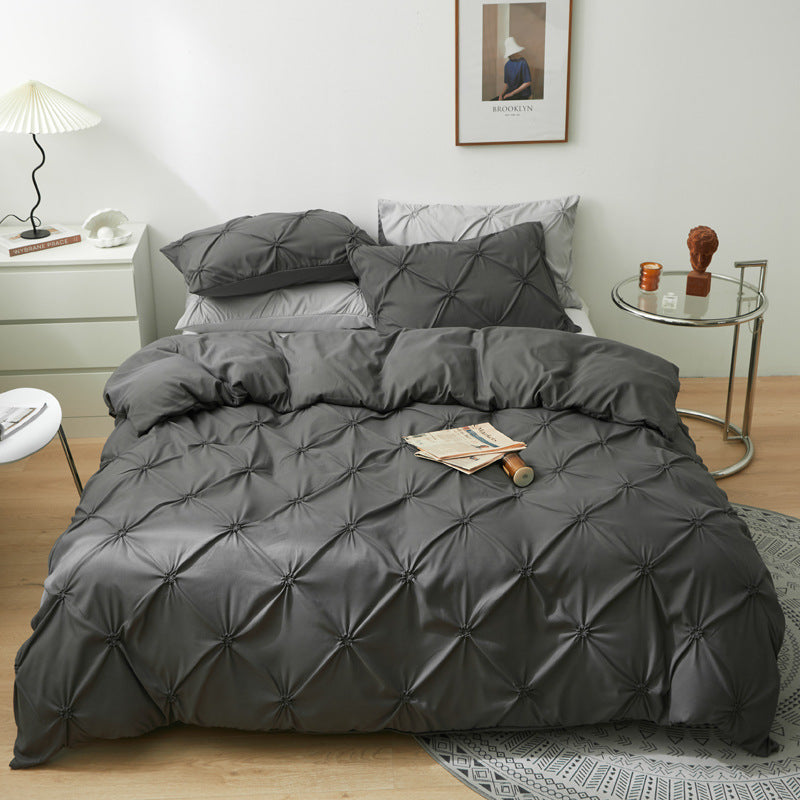 Washed Cotton Solid Color Twisted Pattern Bedding Set - 3 Pieces - Calm Cloud Bedding